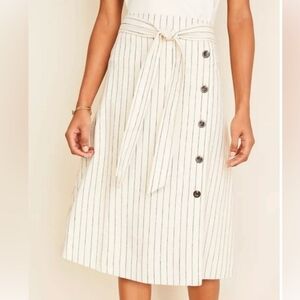 Ann Taylor Sz 0P Striped Button Trim Tie Waist Skirt